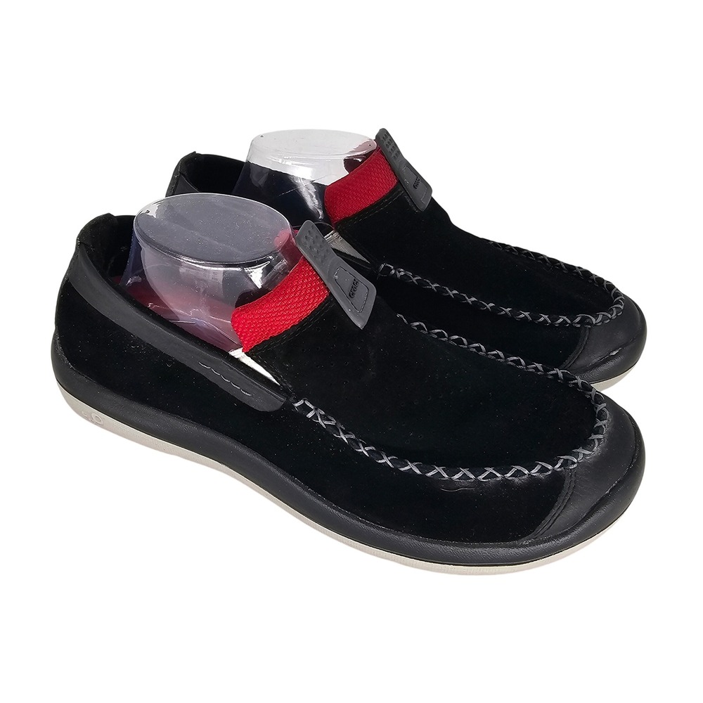 Crocs Linden Suede Slip On Loafers Sz 11 Black Casual Moccasins Walking Comfort